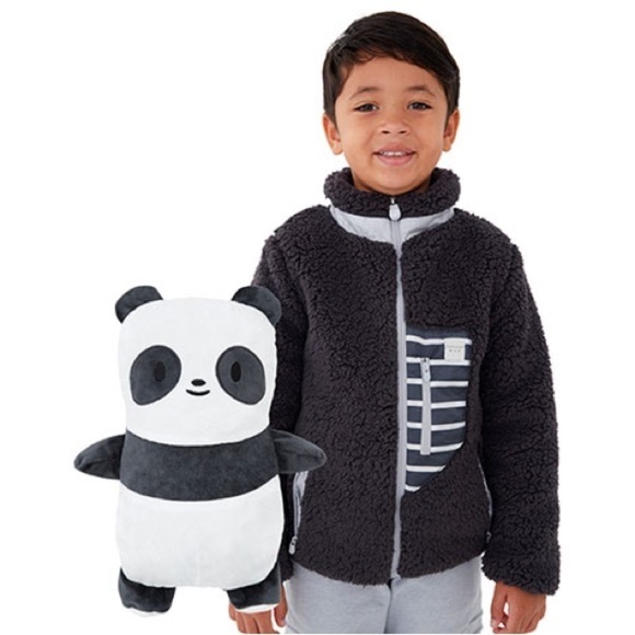 Cubcoats Papo the Panda Sherpa Jacket for Kids black/gray size 4-5